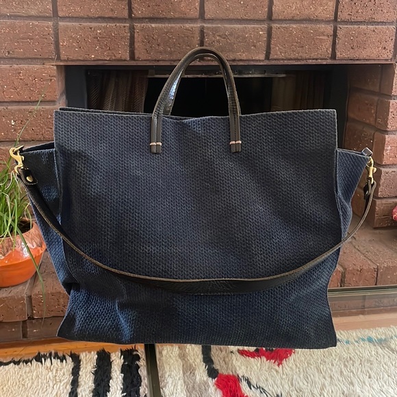Clare V Handbags - Claire, V large tote bag, blue suede